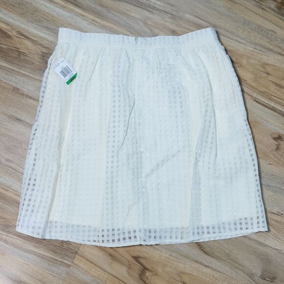 🔹️NWT Maison Jules Marshmallow Cream Checkered Print Skirt w/Pockets Large - Picture 2 of 10